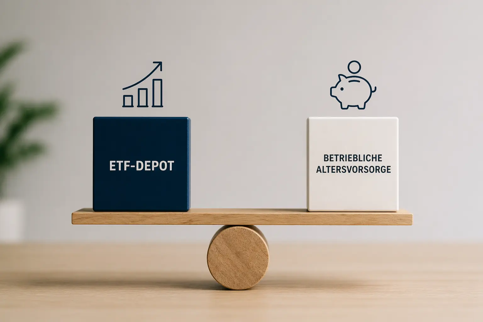 Zeigt eine Waage mit ETF oder BAV